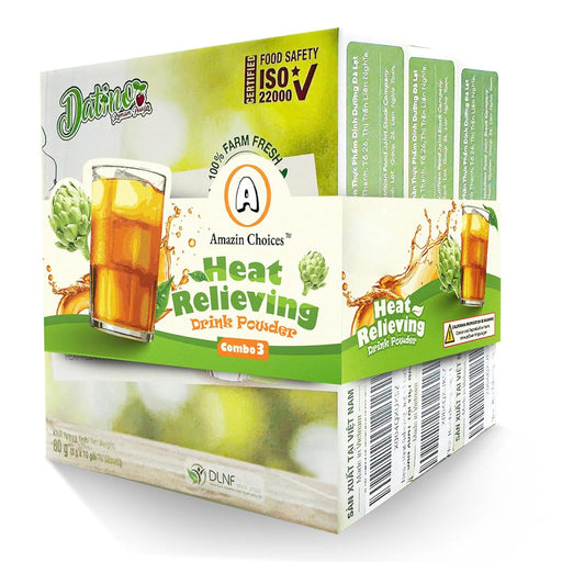 Heat-Relieving Drink Powder by Amazin Choices – Cooling Tea Powder with Chrysanthemum, Artichoke, Winter Melon & Black Tea - Combination Herbal Tea - 3 Pack/30 servings (1 serving = 1 sachet x 8g)
