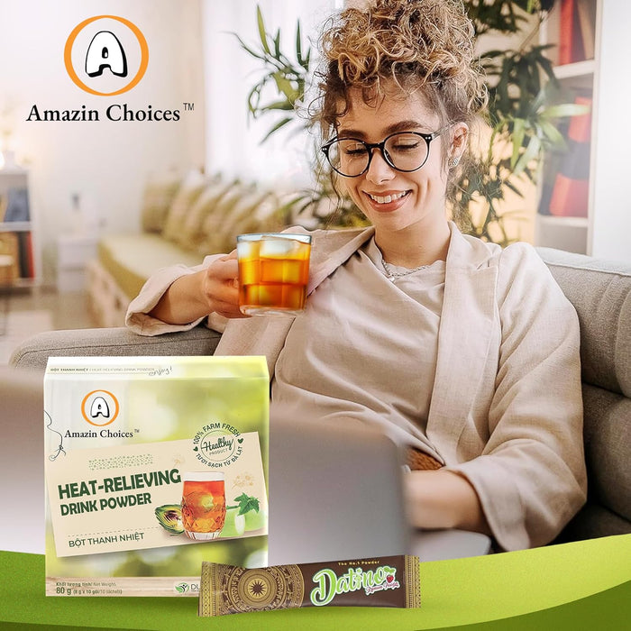 Heat-Relieving Drink Powder by Amazin Choices – Cooling Tea Powder with Chrysanthemum, Artichoke, Winter Melon & Black Tea - Combination Herbal Tea - 3 Pack/30 servings (1 serving = 1 sachet x 8g)