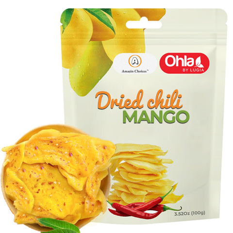 Amazin Choices Dried Chili Mango. Vegan, Non GMO and Gluten Free Chili Dried Mango Slices. Large Pack of Dried Fruit Snacks for Office - Snack Viet - Chili Fruit Snacks - Pack of One (3.5Oz)