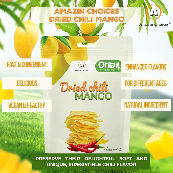 Amazin Choices Dried Chili Mango, 3.5 oz, Pack of 3