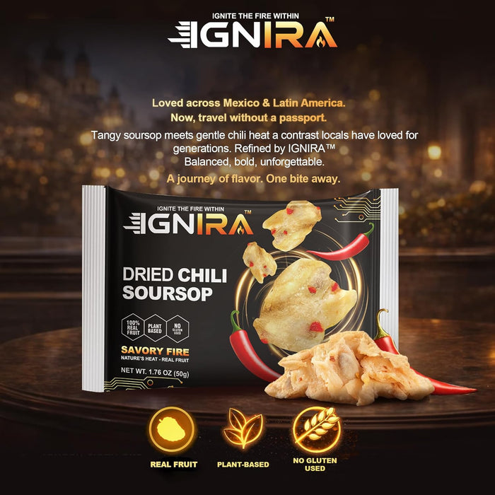IGNIRA Spicy Dried Soursop with Chili, Pack of 6 (10.56 oz)