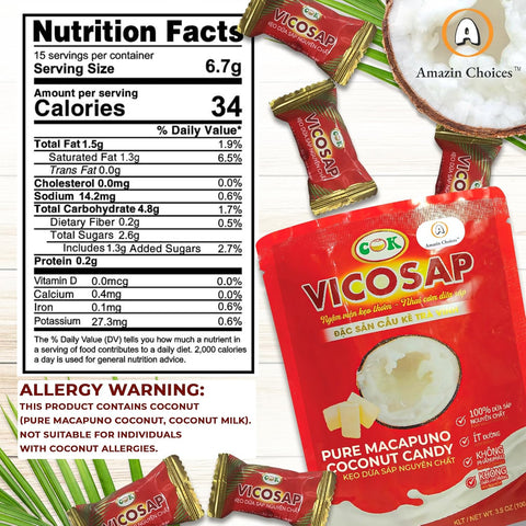 Amazin Choices Pure Macapuno Coconut Candy, 3.5 oz.