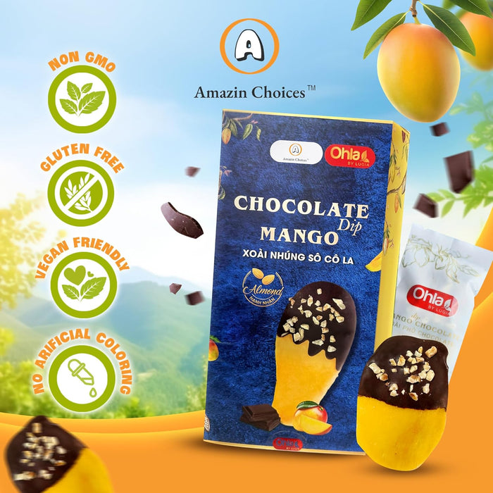 Amazin Choices Almond Chocolate Dip Mango, 7.05 oz, Pack of 3