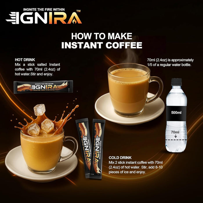 IGNIRA Himalayan Salted Coffee, Hot or Iced Milk Coffees, 20 Single-Serve Sticks (12.69 oz)