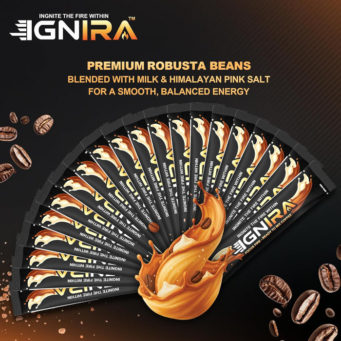IGNIRA Himalayan Salted Coffee, Hot or Iced Milk Coffees, 20 Single-Serve Sticks (12.69 oz)