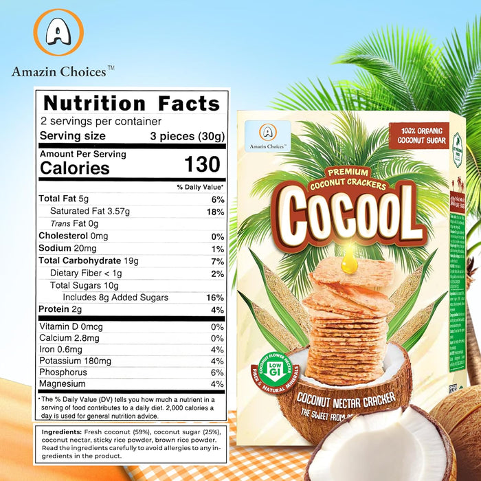 Amazin Choices Premium Coconut Crackers, 4.2 oz, Pack of 3