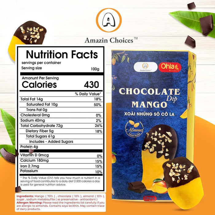 Amazin Choices Almond Chocolate Dip Mango, 7.05 oz, Pack of 3