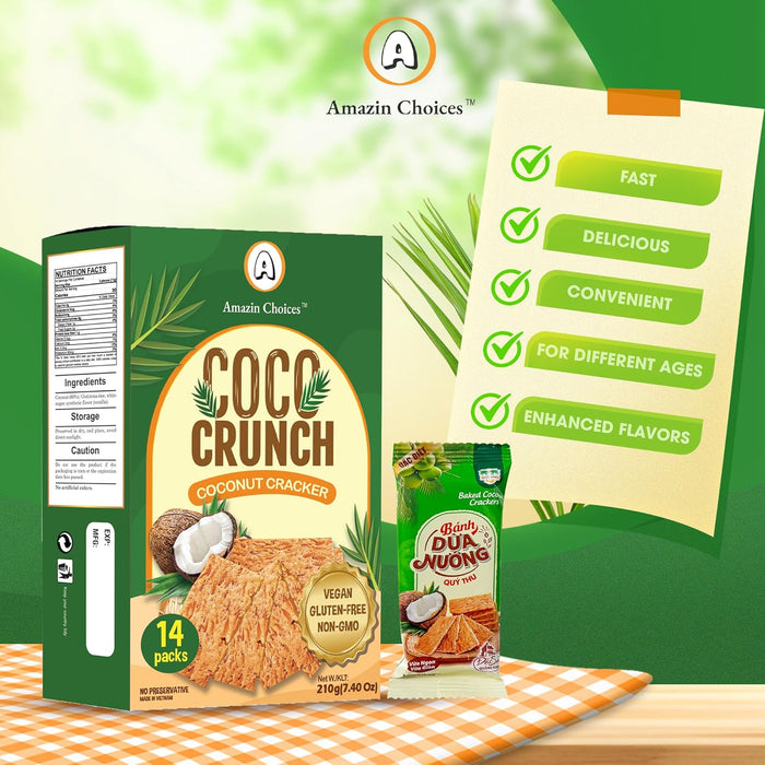 Amazin Choices COCO Crunch Coconut Crackers, 7.4 oz, Pack of 3