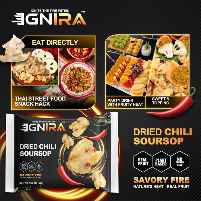 IGNIRA Spicy Dried Soursop with Chili, Pack of 6 (10.56 oz)