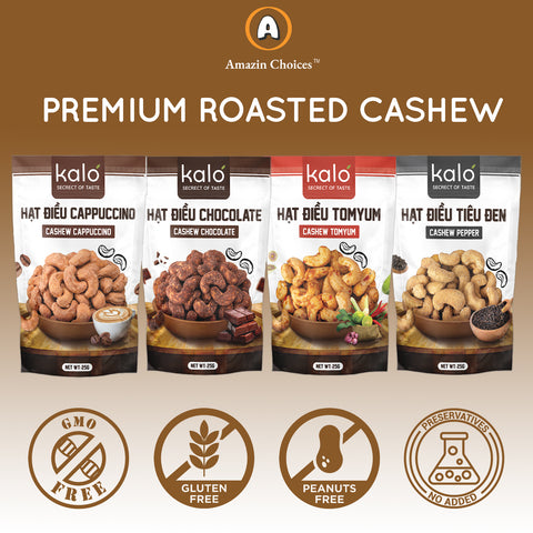 Roasted Cashew Variety Pack - Pepper, Tomyum, Chocolate, Cappuccino