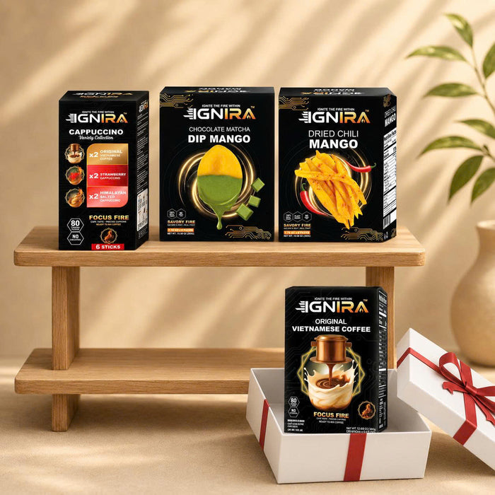 IGNIRA Mango Snack & Coffee Gift Bundle – 3 Treats + FREE Iced Milk Coffee 360g