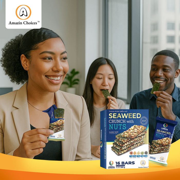 BIG DEAL! Mua 1 Thùng Rong Biển Kẹp Hạt (24 Hộp, mỗi hộp 16 Thanh) – Giá Gốc $479.76 → Giờ chỉ $384 (Giảm 20%) + Tặng Bộ Quà Snack Việt Trị Giá $95 (Ổi Sấy, Xoài Cay, Rong Biển Wasabi, Cà Phê Muối Hồng, Xoài Chấm Socola)