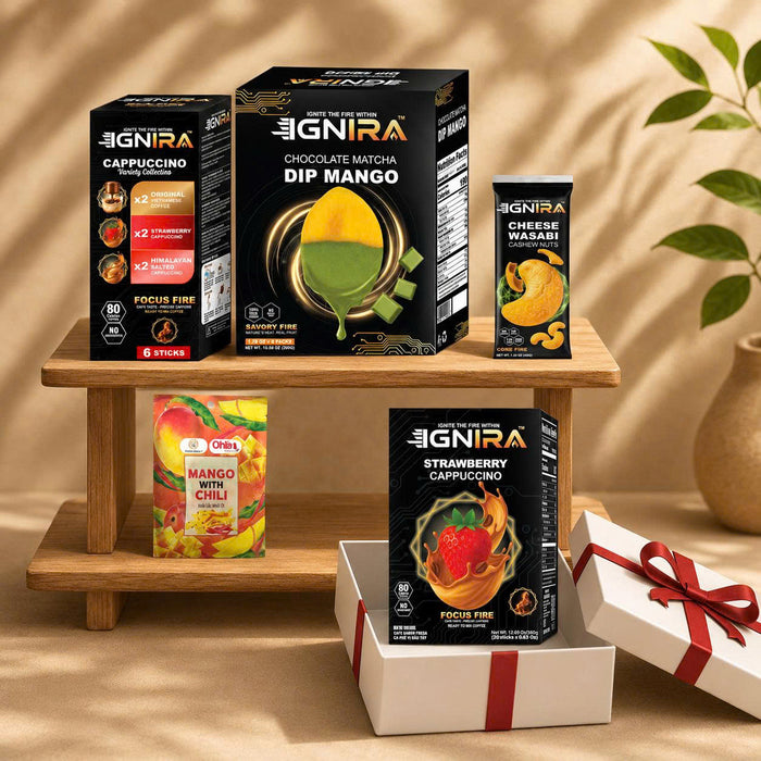 IGNIRA Asian Snack & Coffee Gift Bundle – 4 Treats + FREE Strawberry Cappuccino 360g