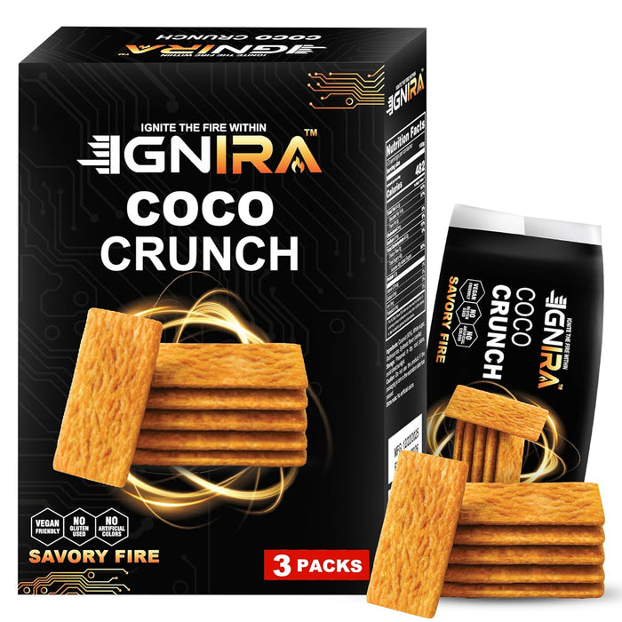 IGNIRA COCO Crunch Coconut Crackers, Pack of 3 (1.76 oz/unit)