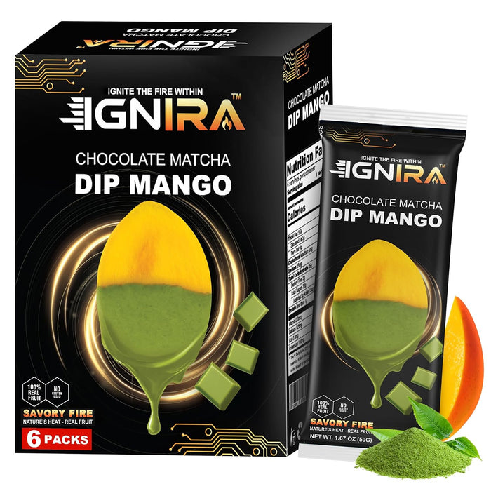 IGNIRA Dried Mango Slices Covered in Matcha Chocolate, Pack of 6 (10.58 oz)