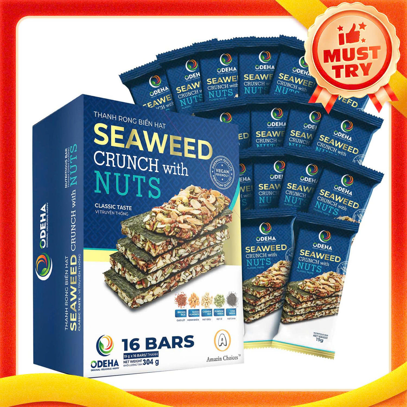 Amazin Choices Seaweed Crunch with Nuts Classic Taste, 10.7 oz., 16 ct