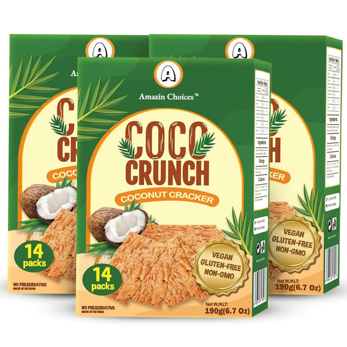 Amazin Choices COCO Crunch Coconut Crackers, 6.7 oz/Pack, Pack of 3