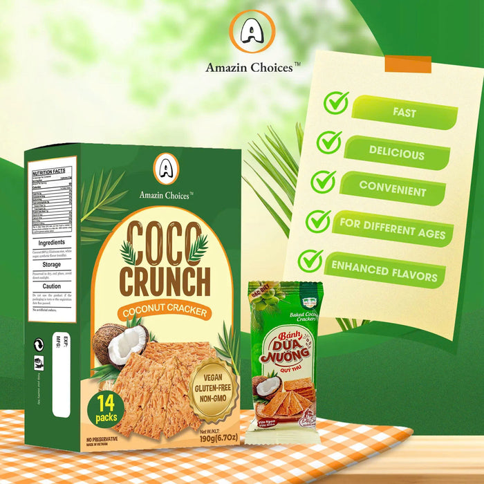 Amazin Choices COCO Crunch Coconut Crackers, 6.7 oz/Pack, Pack of 3